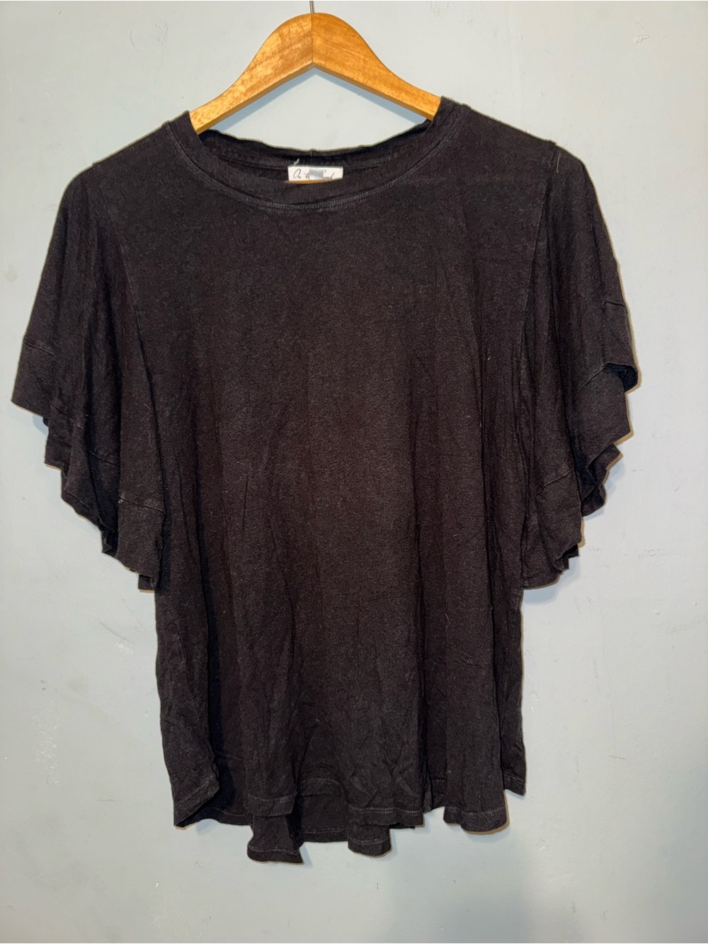On The Road Black Flutter Sleeve Tee